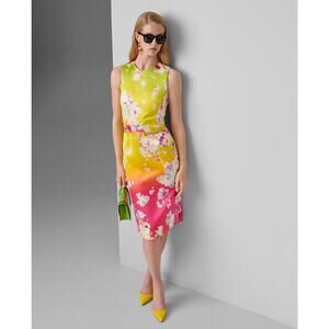 Ralph Lauren Collection Floral Belted Pencil Shift Dress 6 Midi Sleeveless $4K